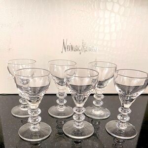 Set of 6 Clear Cordials TAPERED TEARDROP Tiered STEM Cordial Glasses Near Mint